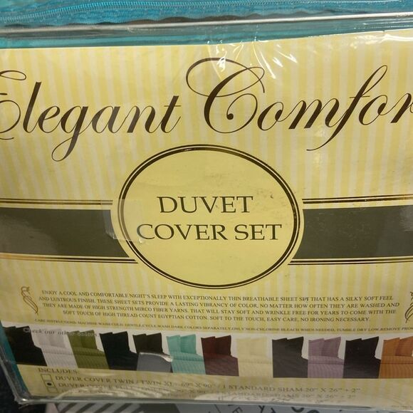 Elegant Comfort Luxurious Wrinkle Resistant Damask Stripe Duvet  Set. Turquoise - Picture 3 of 4